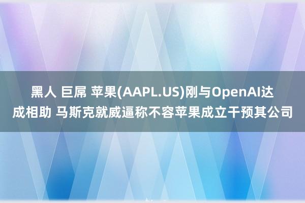 黑人 巨屌 苹果(AAPL.US)刚与OpenAI达成相助 马斯克就威逼称不容苹果成立干预其公司