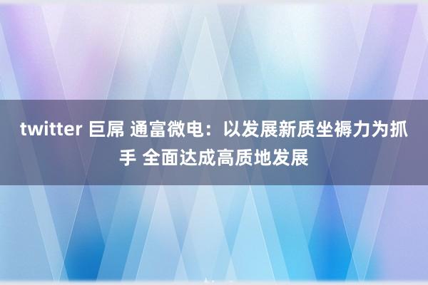 twitter 巨屌 通富微电：以发展新质坐褥力为抓手 全面达成高质地发展