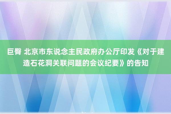 巨臀 北京市东说念主民政府办公厅印发《对于建造石花洞关联问题的会议纪要》的告知