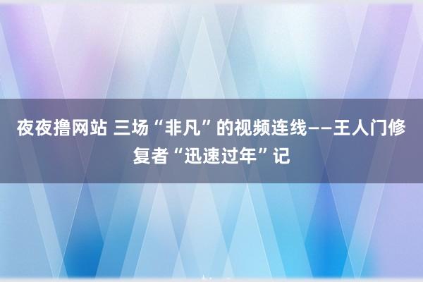 夜夜撸网站 三场“非凡”的视频连线——王人门修复者“迅速过年”记